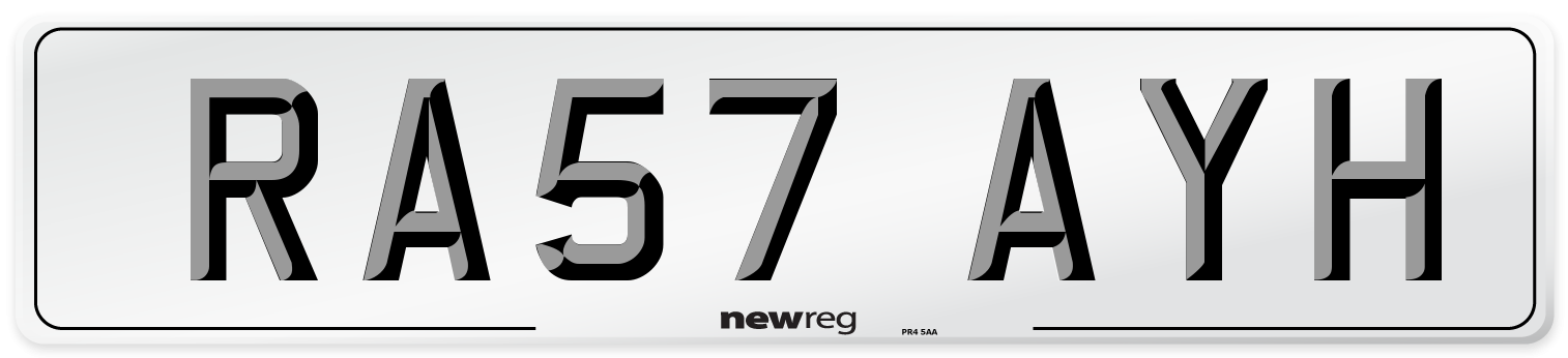 RA57 AYH Number Plate from New Reg